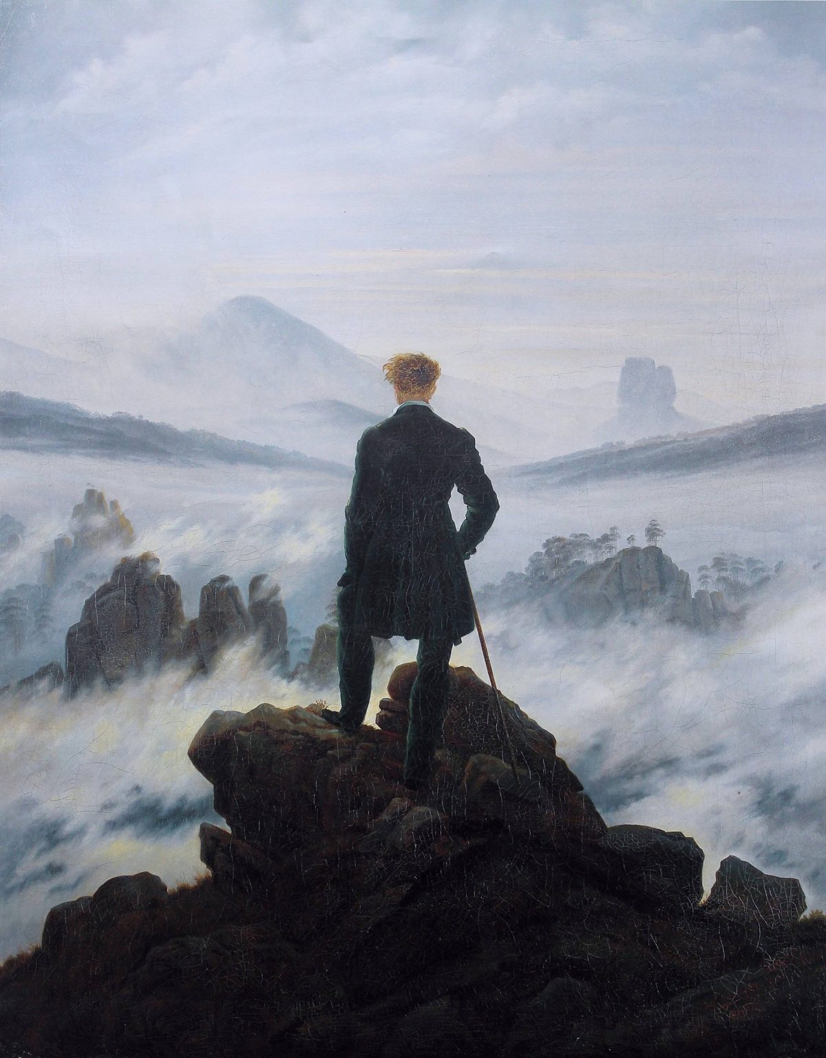 El caminante sobre el mar de nubes, Caspar David Friedrich.