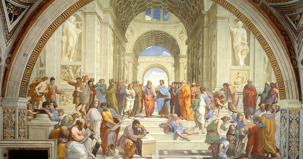 La escuela de Atenas, Rafael Sanzio, 1510-1511, realizada en el renacimiento.