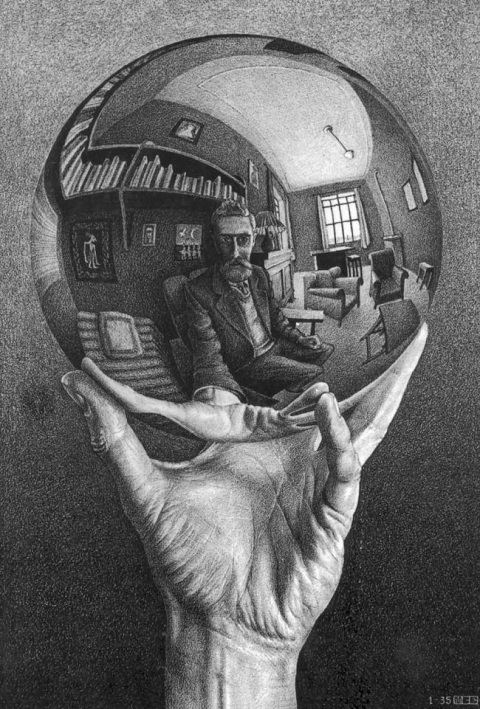 Mano con esfera reflectante, 1935.