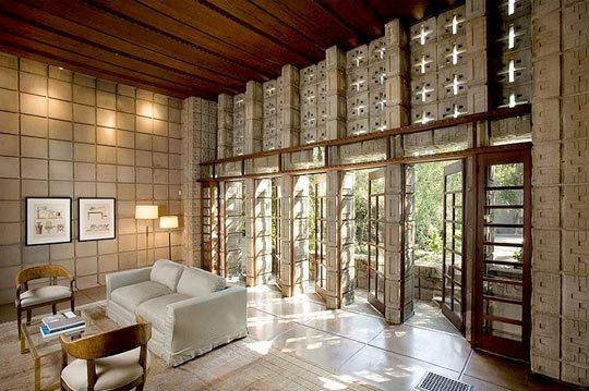 Casa Charles Ennis, Frank Lloyd Wright, vista interior.